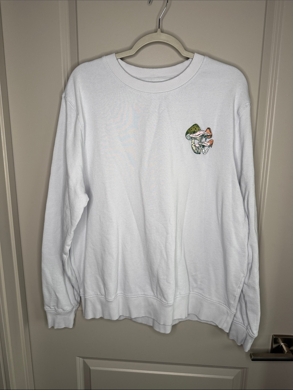 Goodfellow & Co Light Blue Crewneck Sweater with Small Mushroom Embroidery